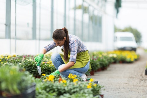 Training session for gardening staff with equipment checks