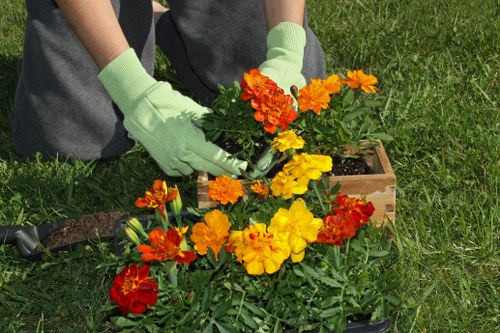 Operator applying environmentally safe practices in a garden